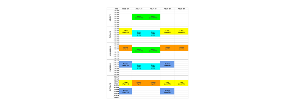 Spring Regular REC Schedule